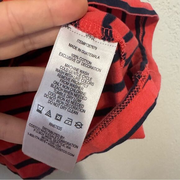 Women's Nautica Red and Navy Striped Short Sleeve Tee - Picture 8 of 9